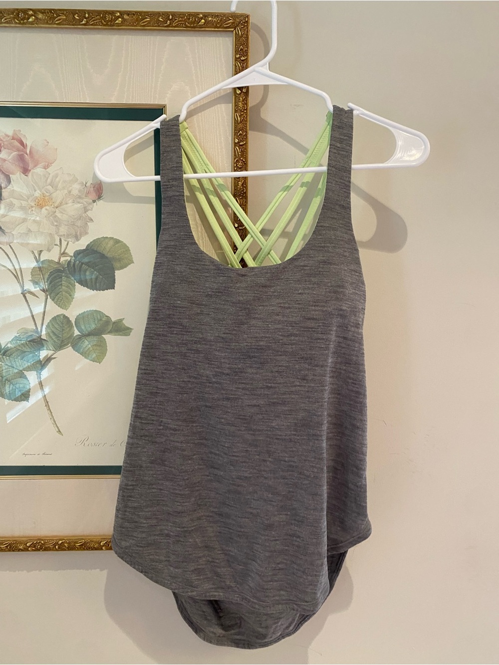 lululemon athletica Gray Tank with Neon Green Strappy Back